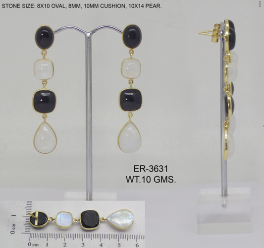 Monochrome Gemstone Cascade Earrings